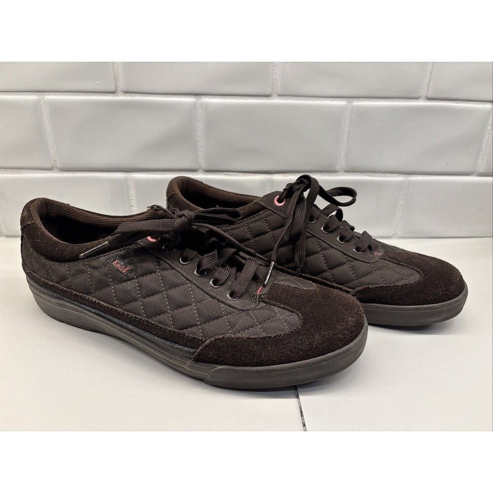 Keds Brown Quilted Nylon & Suede Lace Up Sneakers Shoes Women's Size 9.5